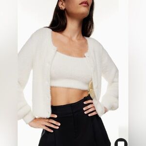 NWOT Aritzia Sunday Best Carmen Cardigan Knit Yarn Super Soft BLUE Size Small